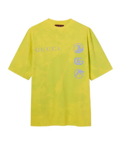 Gucci Printed Cotton Jersey T-shirt In Green