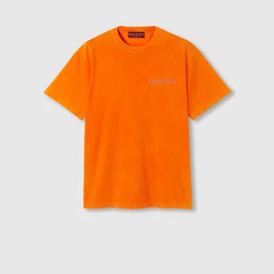 Tシャツ・カットソー GUCCI WASHED ORANGE COTTON T-SHIRT WITH LOGO Gucci Washed Orange Cotton T-shirt With Logo Men | ModeSens