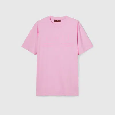 Gucci Printed Cotton Jersey T-shirt In Pink