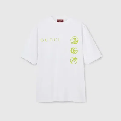 Gucci Printed Cotton Jersey T-shirt In White