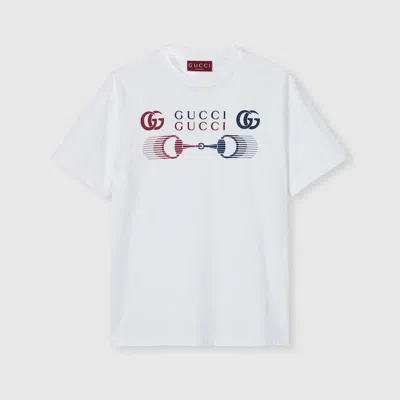 Gucci Printed Cotton Jersey T-shirt In White