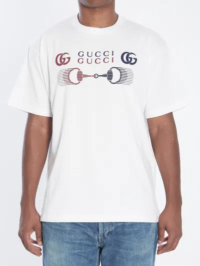 Gucci Embroidered Prints Cotton Jersey T-shirt In White