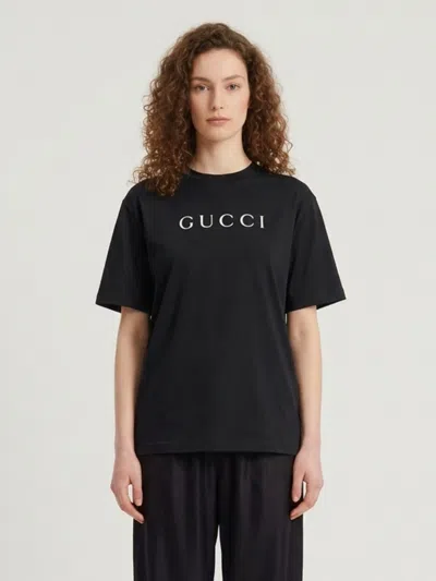 Gucci Printed Cotton Jersey T-shirt In Black
