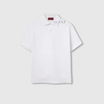 Gucci Printed Cotton Polo Shirt In White