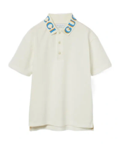 Gucci Printed Cotton Polo Shirt In White