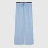 Gucci Printed Cotton Poplin Pants In Blue