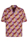 Gucci Multicolor Bowling Shirt With Cuban Collar And All-over Print In Cotton Man