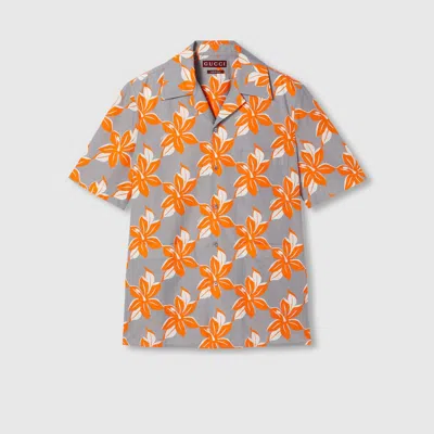 Gucci Printed Cotton Poplin Shirt In Multi