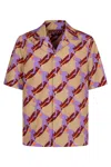 Gucci Multicolor Bowling Shirt With Cuban Collar And All-over Print In Cotton Man