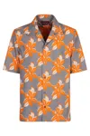 Gucci Multicolor Bowling Shirt With Cuban Collar And All-over Floral Print In Cotton Man In Gray