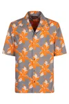 Gucci Multicolor Bowling Shirt With Cuban Collar And All-over Floral Print In Cotton Man In Gray
