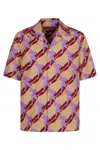 Gucci Bowling Cotton Popeline Shirt With All-over Surfer Print In Multi