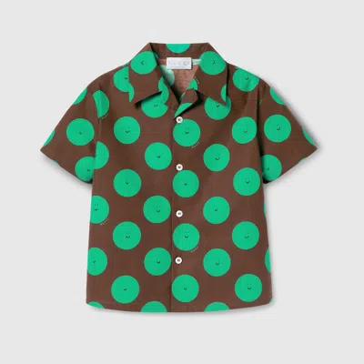 Gucci Kids' Printed Cotton Shirt In Brown