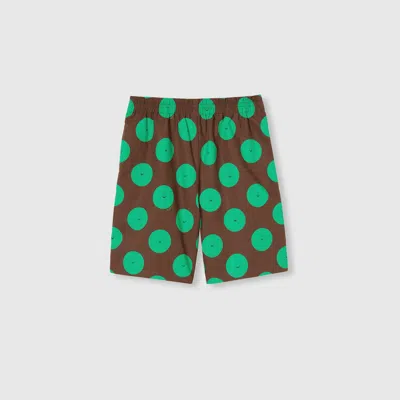 Gucci Kids' Printed Cotton Shorts In Green