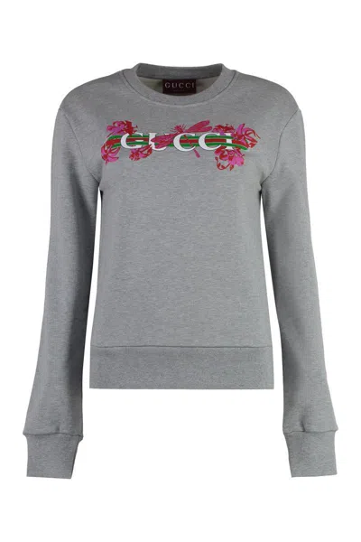 Gucci Printed Cotton Sweatshirt In Gray