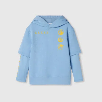 Gucci Kids' Printed Cotton Sweatshirt In Blue
