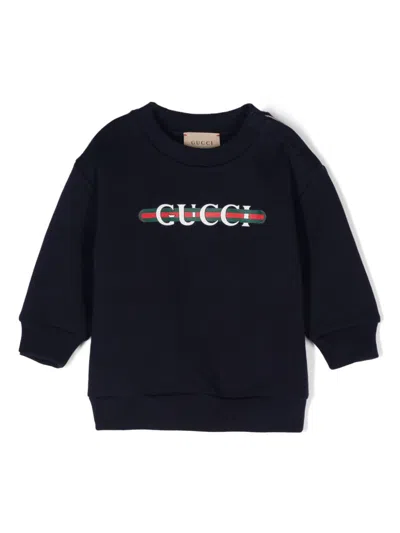 Gucci Babies' Printed Cotton Sweatshirt In Blue