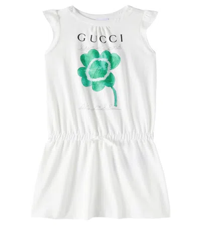 Gucci Kids' Printed Cotton Sweatshirt Dress In White