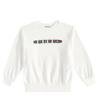Gucci Kids' Printed Cotton Sweatshirt In White