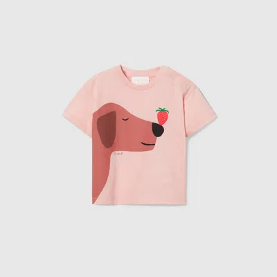 Gucci Babies' Printed Cotton T-shirt In Pink