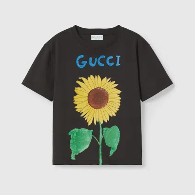 Gucci Kids' Printed Cotton T-shirt In Black