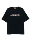 Gucci Printed Cotton T-shirt In Black