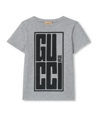 Gucci Printed Cotton T-shirt In Gray