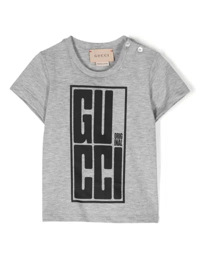 Gucci Babies' Printed Cotton T-shirt In Grey