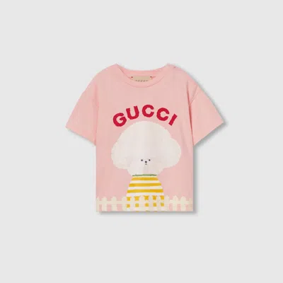 Gucci Babies' Printed Cotton T-shirt In Pink