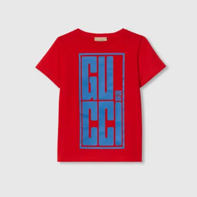 Gucci Printed Cotton T-shirt In Red