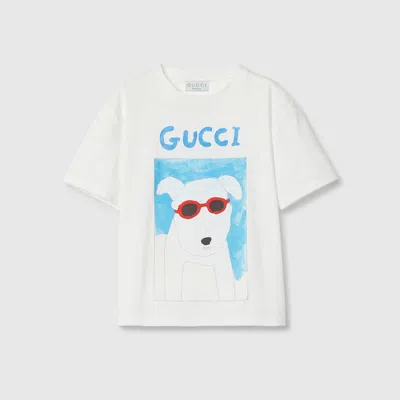 Gucci Kids' Printed Cotton T-shirt In White