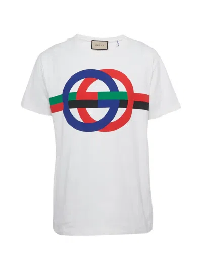 Pre-owned Gucci Printed Cotton T-shirt In White