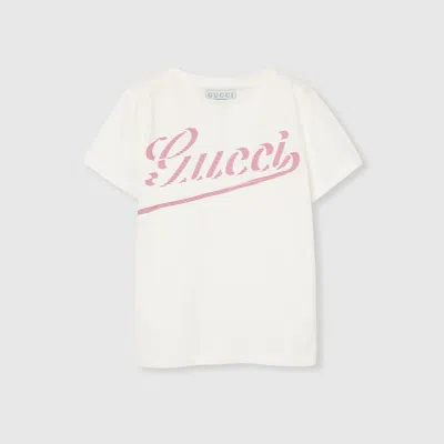 Gucci Kids' Printed Cotton T-shirt In White