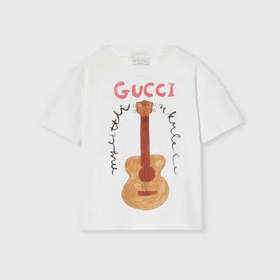 Gucci Kids' Printed Cotton T-shirt In White