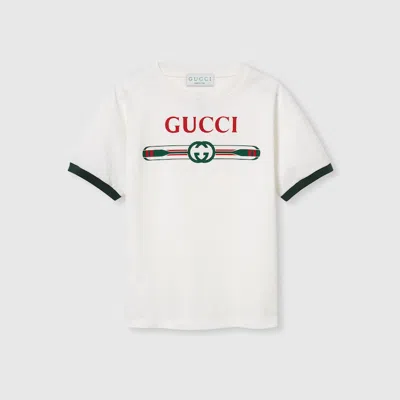 Gucci Kids' Printed Cotton T-shirt In White