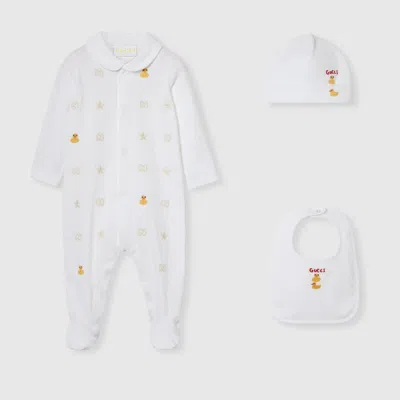 Gucci Babies' Printed Cotton Three-piece Gift Set In White