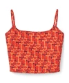 Gucci Orange Top With Spaghetti Straps And All-over Horsebit Print In Cotton Woman In Orange And  Encola Red