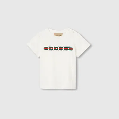 Gucci Babies' Printed Cotton T-shirt In Gold