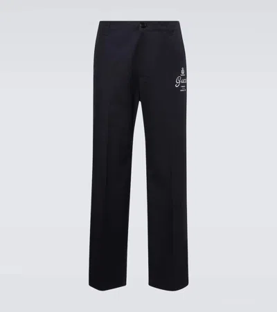 Gucci Printed Cotton Twill Straight Pants In Black