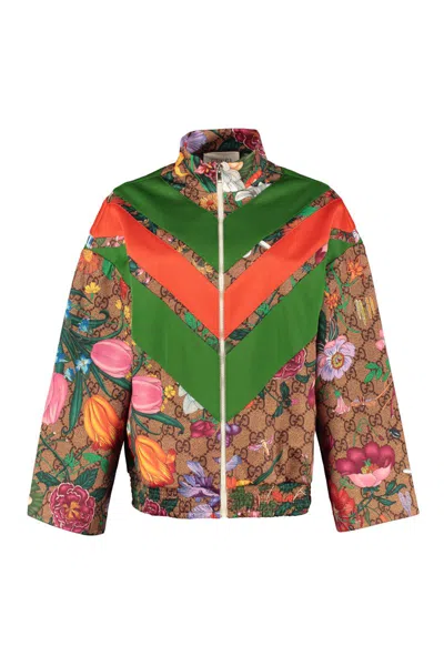 Gucci Printed Cotton Zipped Sweatshirt In Multicolor