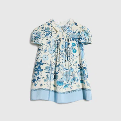 Gucci Babies' Printed Crêpe De Chine Dress In Blue