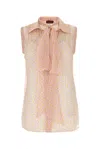 Gucci Sheer Fabric Sleeveless Shirt With Bow Detail
