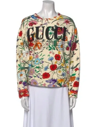 Pre-owned Gucci Printed Crew Neck Sweatshirt In Neutral