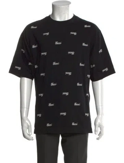 Pre-owned Gucci Printed Crew Neck T-shirt In Black