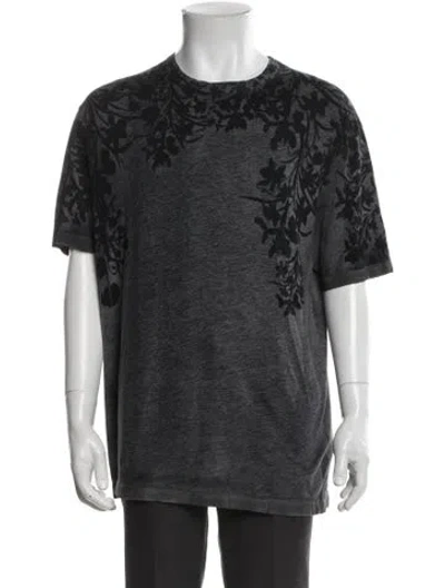 Pre-owned Gucci Printed Crew Neck T-shirt In Gray
