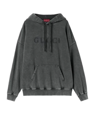 Gucci Printed Double-layer Knit Sweatshirt In Gray