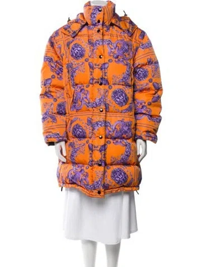 Pre-owned Gucci Printed Down Jacket In Orange
