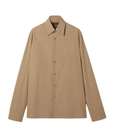 Gucci Printed Embossed Shirt In Nude & Neutrals