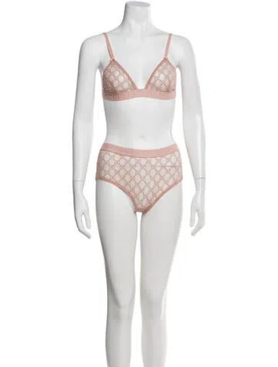 Pre-owned Gucci Printed Embroidered Accent Lounge Set In Pink