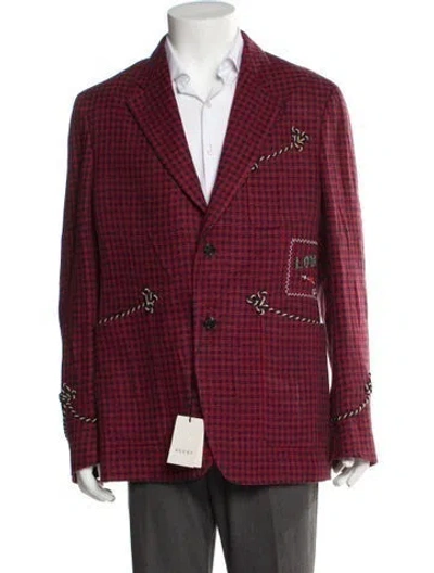 Pre-owned Gucci Printed Embroidered Accent Sport Coat W/ Tags In Red